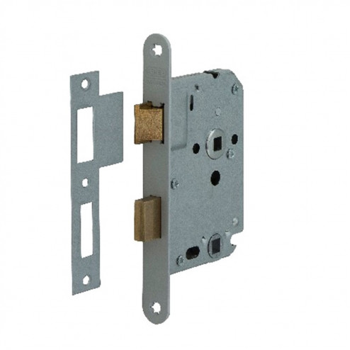 Nemef Badkamerdeurslot - afgerond - 20 x 174 mm - Messing - doornmaat 50 mm - PC 63 - din omkeerbaar