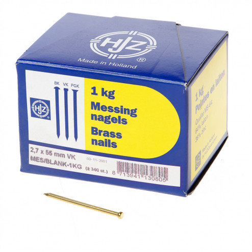Hjz Messing nagels verloren kop 2.7 x 55mm 1kg