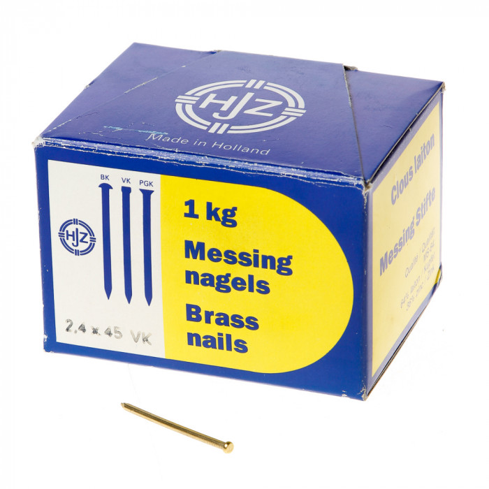 Observatie Toegeven ik lees een boek Hjz Messing nagels verloren kop 2.4 x 45mm 1kg - 8713941130775